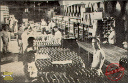 Compañía Licorera Matanzas, S. A. Vista del departamento de embotellado (Ca. 1942).