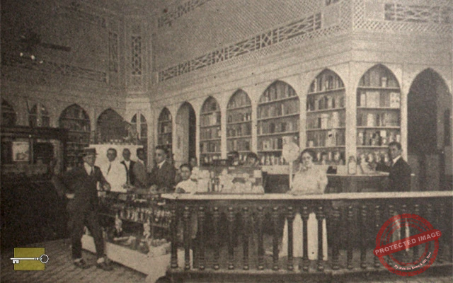 Interior de la Farmacia Antigua de Saez (Foto del Magazine La Lucha 1924).