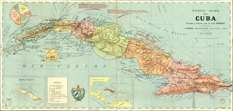 Ubicación de la provincia de Las Villas en la Isla de Cuba. Fuente: B. N. Francia