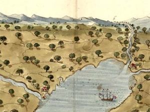 Plano de la bahía de Matanzas hacia finales de 1600 por Pierre Lebret de Flacourt. Fuente: B.N.F
