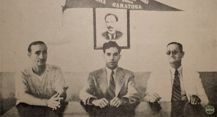 Plácido Guillermo Rolo acompañado de Amalio Zamora y Julio Cepero.