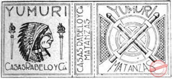 Yumurí, marca de comercio que amparaba los fósforos de Casas Rabelo y Cía.