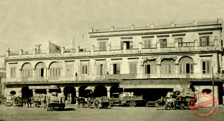 Frente del edificio de los almacenes de González y Suárez, S. en C., en la calle Baratillo 1, Habana ca. 1925.