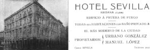 Publicidad del Hotel Sevilla de la Habana en 1913.