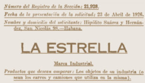 Depósito legal en 1926 de la marca La Estrella.