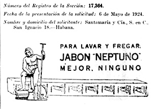 Marca de Comercio del Jabón Neptuno en 1924.
