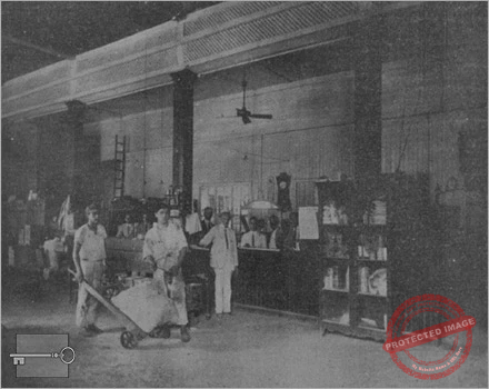 Vista general de la oficina y empleados de L. Abascal y Sobrinos en Santiago de Cuba, ca. 1918.