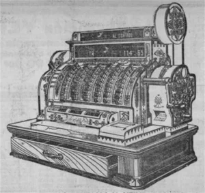 Caja registradora de la The National Cash Register Company publicitada en la Habana (Ca. 1915).