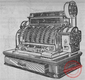 Caja registradora de la The National Cash Register Company publicitada en la Habana (Ca. 1915).