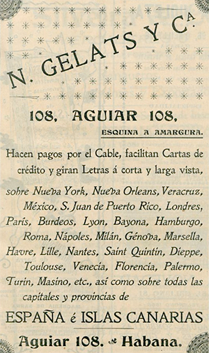 Anuncio de la N. Gelats y Cía. publicado en 1901.