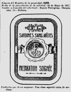 Marca de comercio para comercializar sardinas de Torregrosa, mayo 1917.