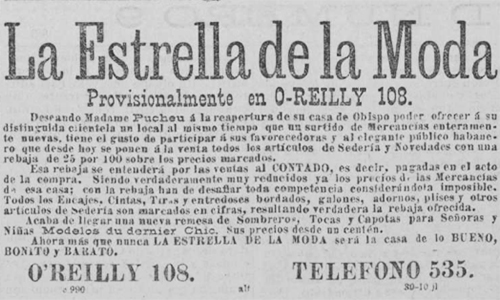 Anuncio de La Estrella de la Moda en el Diario de la Marina (Julio, 1897).