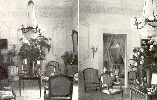 Salones de la villa residencia de Regino Truffin. La familia Truffin organizó el famoso Val Watteau de 1916.