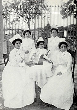 Training school for nurses at Matanzas, Cuba. During Class-hour (Ca. 1901).