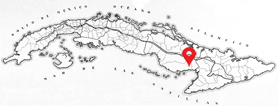 Ubicación aproximada del Central Francisco en la Isla de Cuba. Actualmente se le nombra Central Amancio Rodríguez.