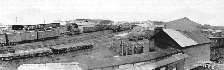 Talleres y Estación en San Justo de la Ferrocarril de la Guantánamo & Western Railroad Company (Ca. 1925).