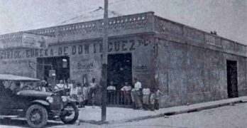 Exterior del Garaje Eureka de Antonio Domínguez y Felipe Polanco en Matanzas (Ca. 1924).
