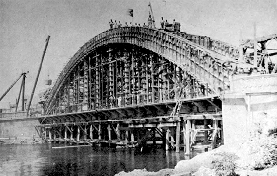 Puente Sánchez Figueras. Estado de las obras el 11 de abril de 1916.