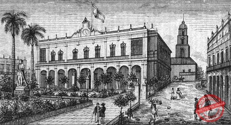 Vista del Palacio de Gobierno de los Capitanes Generales y de los Presidentes de Cuba en la Habana.