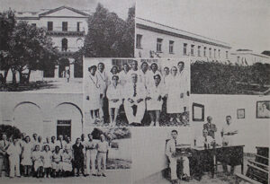 Hospital Santa Isabel de Matanzas. Cuerpo facultatico, director doctor Luis Tapia Dávila en su despacho y empleados (Ca. 1942).