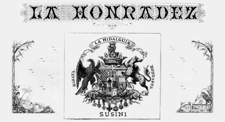 Anuncio de la fábrica de tabacos La Honradez de Susini e Hijo en 1884.