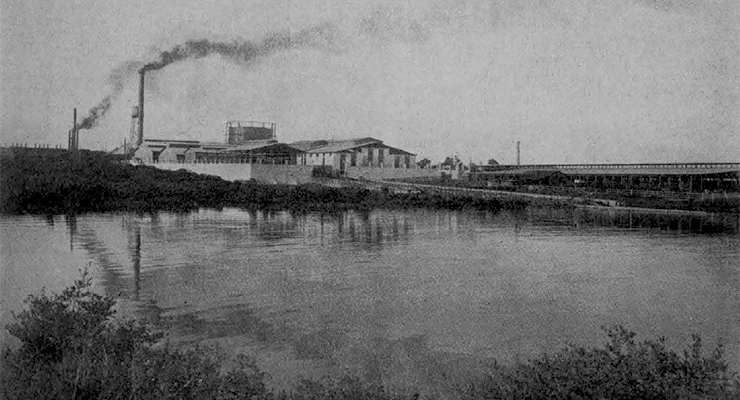 Matadero Industrial de la Habana. Vista general tomada desde el mar (Ca. 1909).