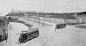 Havana Electric Railway Company frente al malecón de la Punta (Ca. 1901).