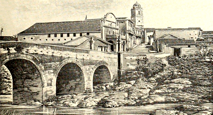 Vista de Sancti Spíritus. Puente del Yayabo, el teatro y la Iglesia Mayor.