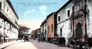 Vista de la calle Mercaderes donde tuvieron su oficina Zaldo Martínez y Cía. en la Habana (Ca. 1915).