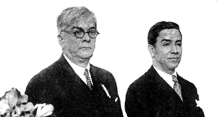 Clemente Vázquez Bello a la derecha y el presidente Gerardo Machado a la izquierda.
