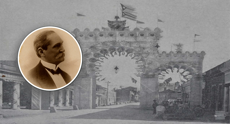 Arco del Triunfo en la Calzada de Tirry de Matanzas para la recepción del presidente Estrada Palma el día 9 de mayo de 1902.