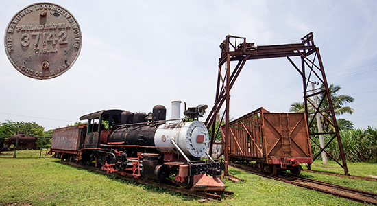 Locomotora de Vapor Baldwin (Philadelphia 37142) conservada en el Museo del Azúcar Central Progreso de Cárdenas (Ago. 2024).