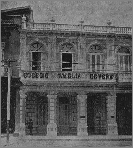 Colegio Amelia de Vera vista exterior del edificio en la calzada de Galiano (Ca. 1911).