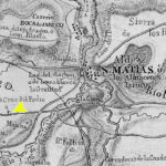 Plano que muestra La Cruz del Padre como tienda o taberna cercana a la aldea de San Matías en la zona de Guanabo. Carta Geo Topográfica de Esteban Pichardo (Ca. 1853).