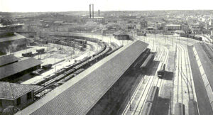 Estación, viaducto y almacenes a bajo nivel de los Ferrocarriles Unidos de la Habana (Ca. 1913).