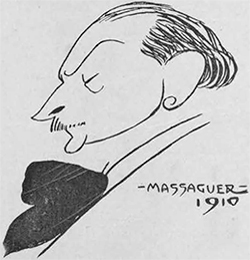 Caricatura de Leopoldo Romañach por Massaguer, 1910.