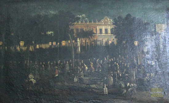 La Plaza de noche. Eduardo Laplante, 1855-1869, Óleo/Lienzo. Museo de Arte de Matanzas.