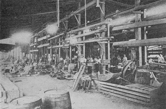 Vista interior del taller de fundición de Eudaldo Geli (Ca. 1919).