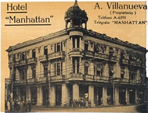 Publicidad del Hotel Manhattan en la Habana (Ca. 1919).
