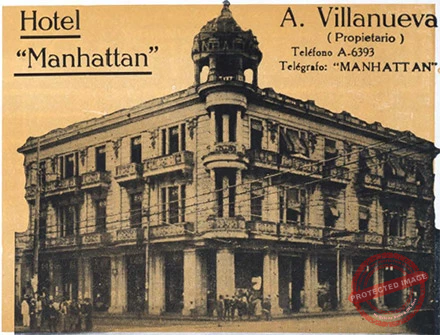 Publicidad del Hotel Manhattan en la Habana (Ca. 1919).