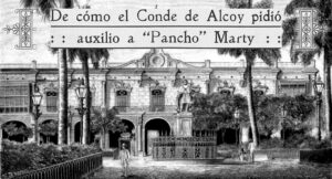 Vista de la Plaza de Armas de la Habana y del Palacio que Pancho Marty ayudó a amueblar para Federico Roncali, conde de Alcoy.