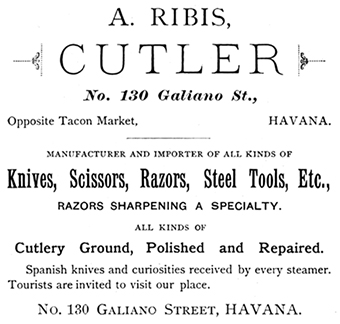 Publicidad de la casa de A. Ribis en 1889.