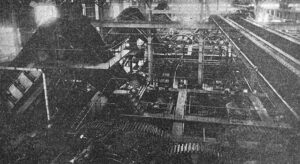 Central Manatí - Vista de la maquinaria del tren de molienda de la fábrica de azúcar (Ca. 1918).