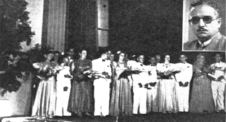 Acto de Fin de Curso (1941- 42) del Colegio Lancha y su director Tomás Lancha Conesa.