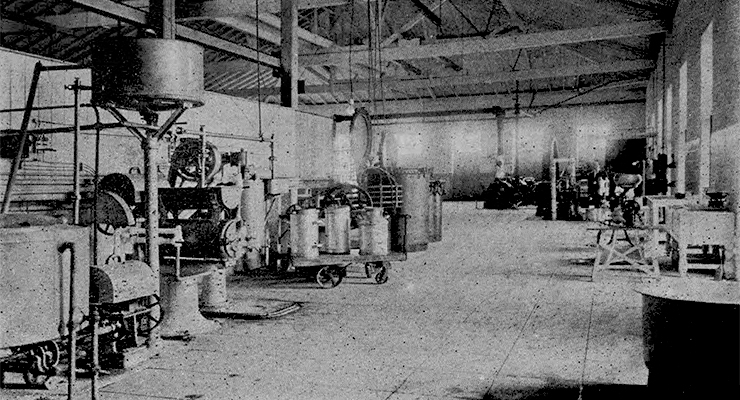 Vista general de los aparatos de la Compañía Frigorífica cubana de Supervielle (Ca. 1910).