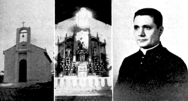 Iglesia de Naranjo; Altar Mayor de la de Campo Florido y el Rvdo. Padre Cándido Fraga Santalla.