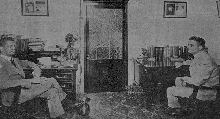 Doctores Otto Bluhme y Francisco Solano Ramos en las oficinas del Laboratorio Bluhme y Ramos (Ca. 1918).