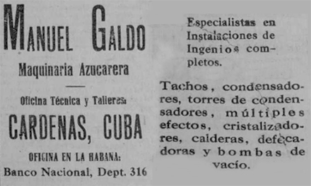 Publicidad de Manuel Galdo en julio 1916.
