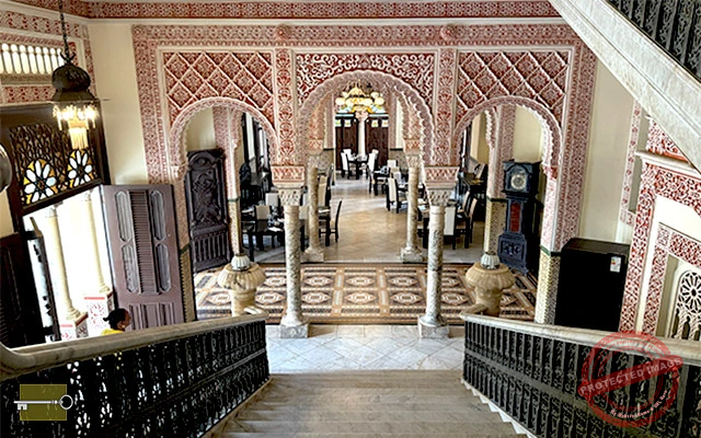 Residencia de Acisclo del Valle en Punta Gorda, Cienfuegos. Vista de la entrada principal desde la escalera (Ca. 2025).