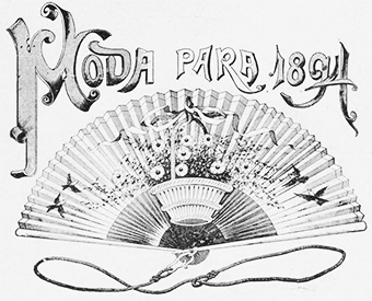Abanico Bouquet con su cordón de seda para ser atado a la cintura de las damas (Moda 1894).